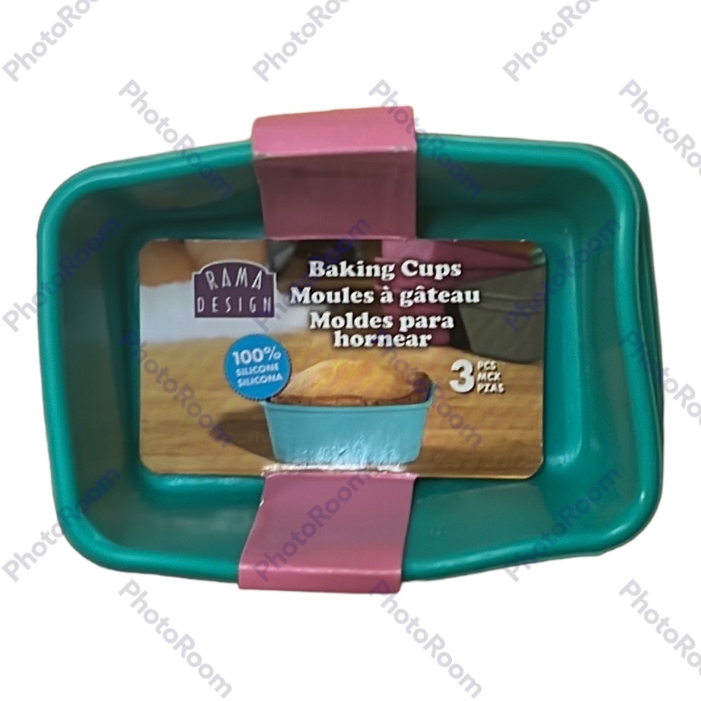 NWT | Set of 3 | Tiny Silicone Baking Cups | Teal | Loaf Shape